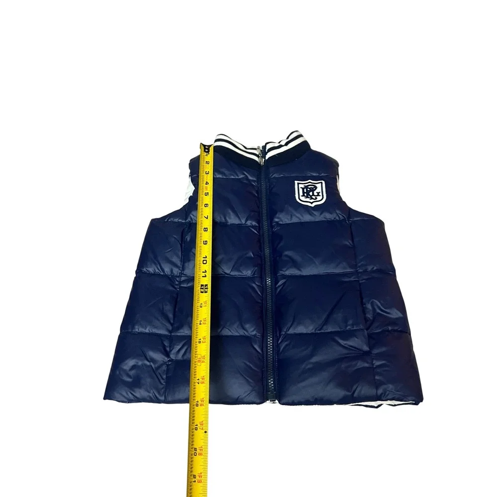 Polo Ralph Lauren Kids Reversible Down Puffer Vest Navy White Crest Size 6
